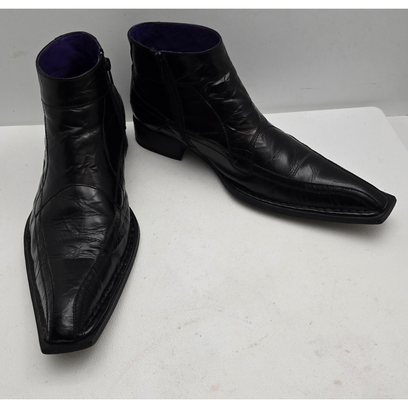 Vintage Giorgio Brutini Leather Ankle Boots Mens Black Snip Toe Zip Sz 11.5 M